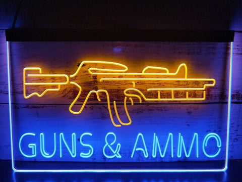 Image of Guns and Ammo Two Tone Illuminated Sign