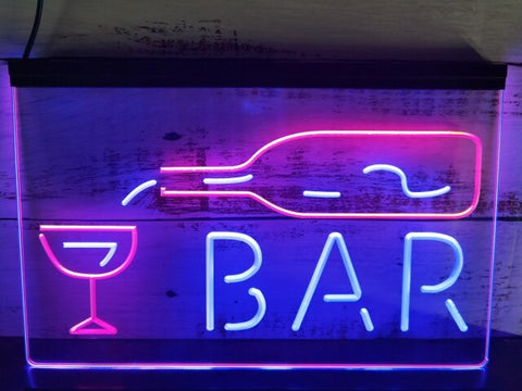 Image of Bar With Pouring Bottle Two Tone Illuminated Sign