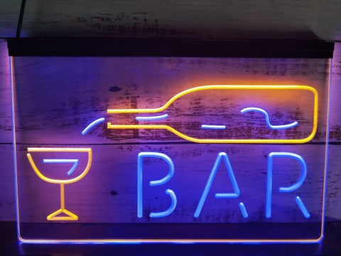 Image of Bar With Pouring Bottle Two Tone Illuminated Sign