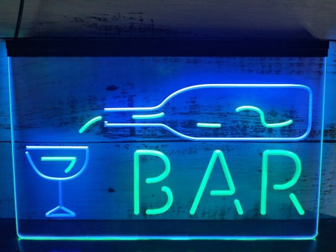 Image of Bar With Pouring Bottle Two Tone Illuminated Sign
