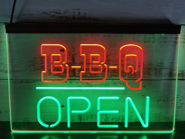BBQ Open Two Tone Illuminated Sign