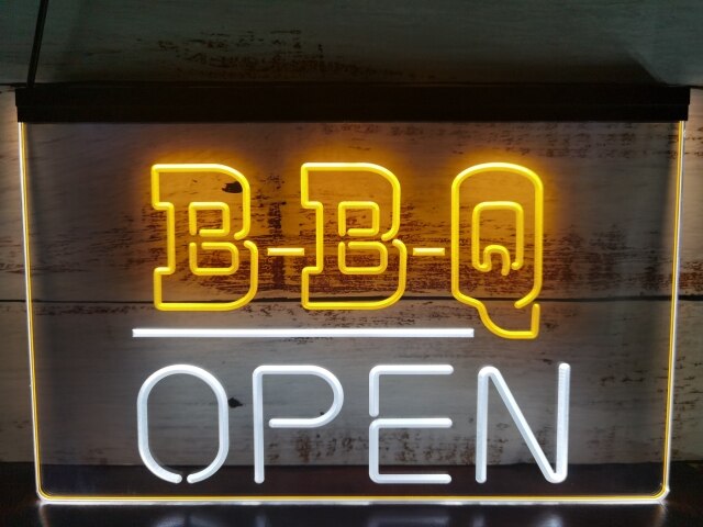 BBQ Open Two Tone Illuminated Sign