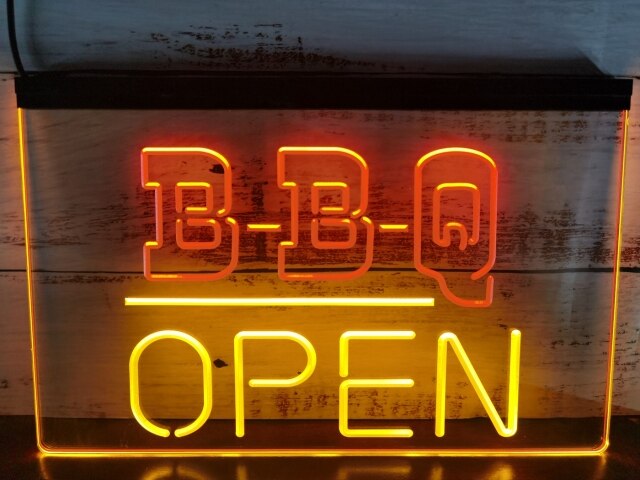 BBQ Open Two Tone Illuminated Sign