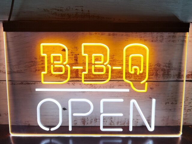 BBQ Open Two Tone Illuminated Sign