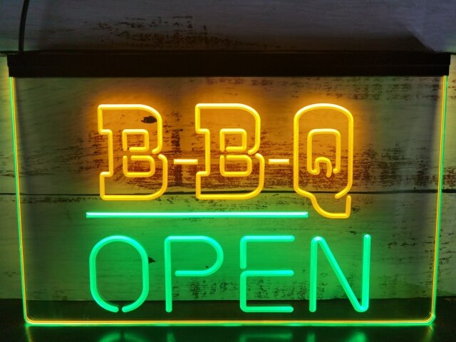 BBQ Open Two Tone Illuminated Sign