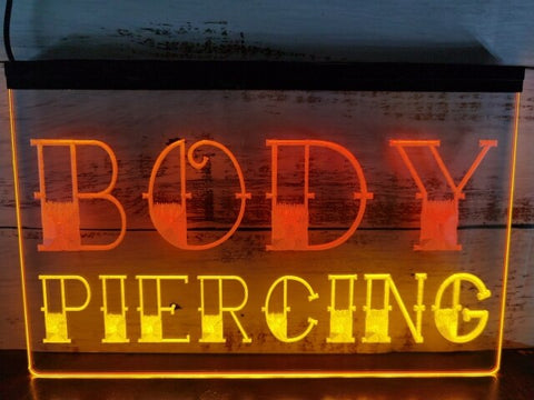 Image of Body Piercing Two Tone Illuminated Sign