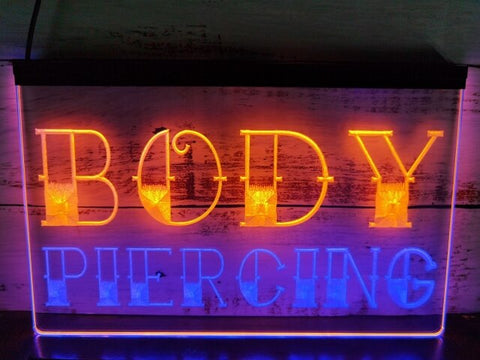 Image of Body Piercing Two Tone Illuminated Sign