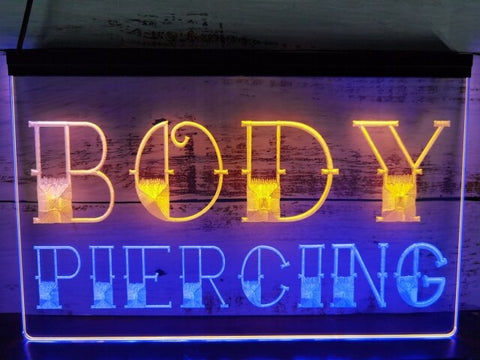 Image of Body Piercing Two Tone Illuminated Sign