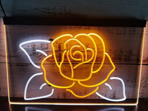 Image of Rose Flower Two Tone Illuminated Sign