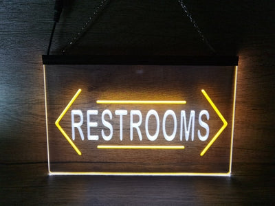 Restrooms Both Sides Two Tone Illuminated Sign