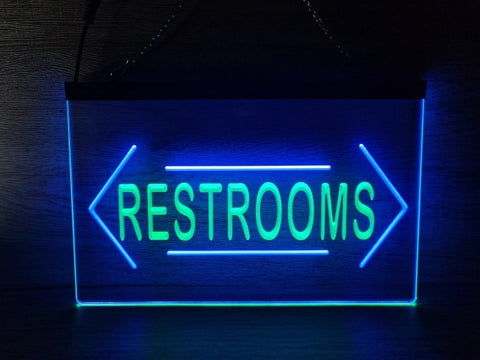 Image of Restrooms Both Sides Two Tone Illuminated Sign