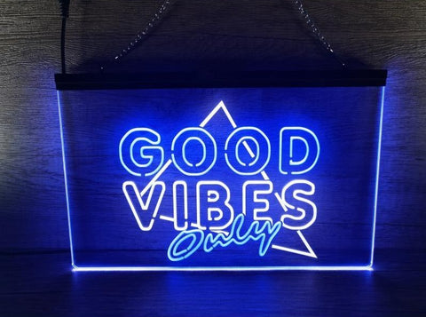 Image of Good Vibes Only Triangle Two Tone Illuminated Sign