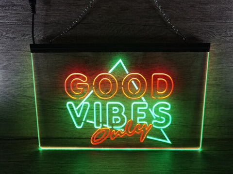 Image of Good Vibes Only Triangle Two Tone Illuminated Sign