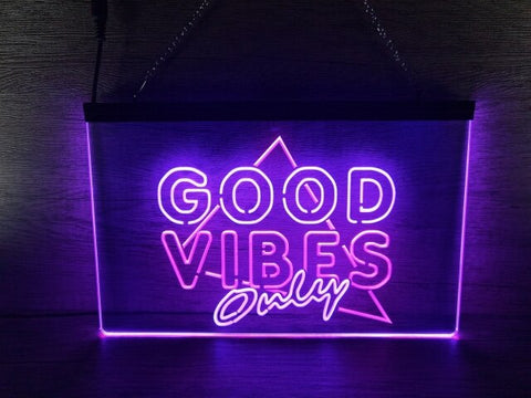 Image of Good Vibes Only Triangle Two Tone Illuminated Sign