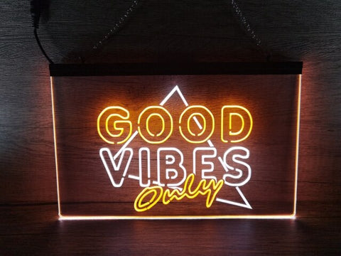 Image of Good Vibes Only Triangle Two Tone Illuminated Sign