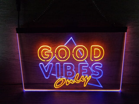 Image of Good Vibes Only Triangle Two Tone Illuminated Sign