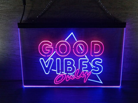 Image of Good Vibes Only Triangle Two Tone Illuminated Sign