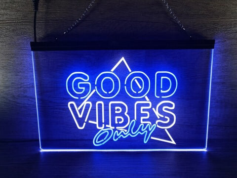 Image of Good Vibes Only Triangle Two Tone Illuminated Sign