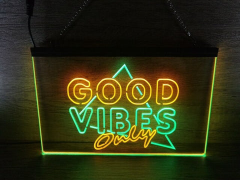 Image of Good Vibes Only Triangle Two Tone Illuminated Sign