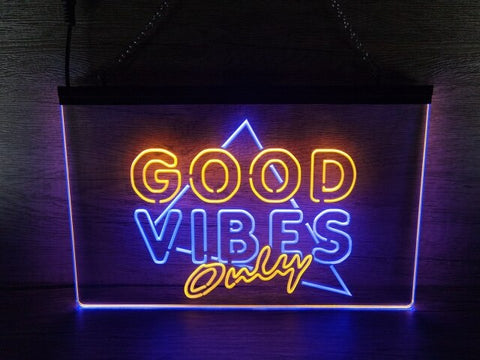 Image of Good Vibes Only Triangle Two Tone Illuminated Sign