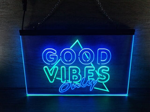 Image of Good Vibes Only Triangle Two Tone Illuminated Sign