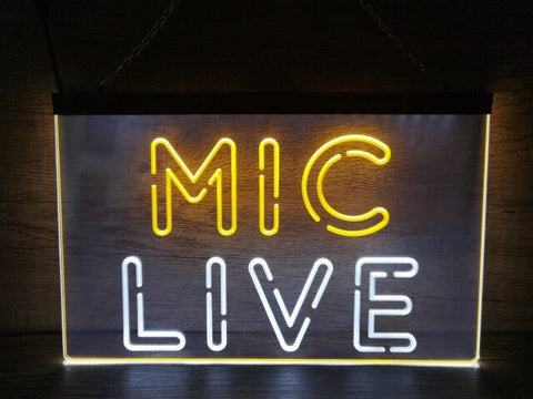 Image of Mic Live Two Tone Illuminate Sign