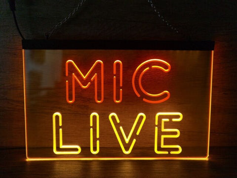 Image of Mic Live Two Tone Illuminate Sign