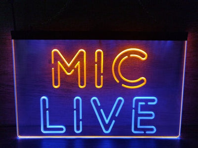 Mic Live Two Tone Illuminate Sign