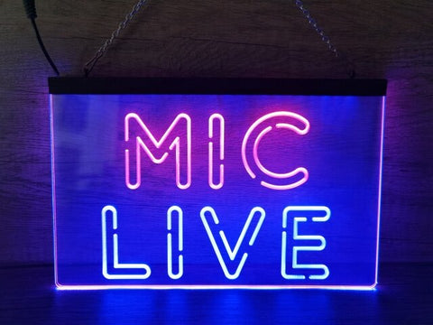 Image of Mic Live Two Tone Illuminate Sign