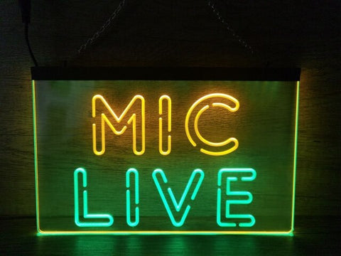 Image of Mic Live Two Tone Illuminate Sign