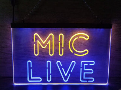 Mic Live Two Tone Illuminate Sign