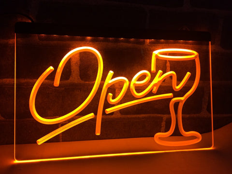 Image of Open Wine Bar Store LED Neon Sign in Orange
