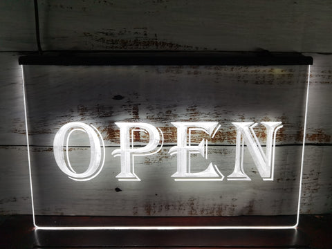 Image of Open LED Neon Sign in white