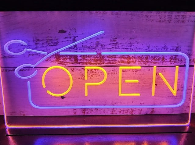 Open Scissors Barbers Hairdressers Two Tone Illuminated Sign
