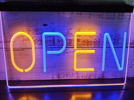 Open Two Tone Illuminated Sign