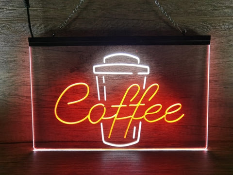Image of Coffee Cup Take Out Two Tone Illuminated Sign