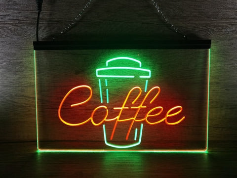 Image of Coffee Cup Take Out Two Tone Illuminated Sign