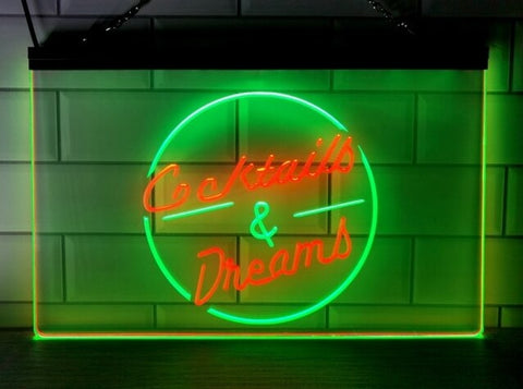 Image of Cocktails and Dreams Two Tone Illuminated LED Neon Sign