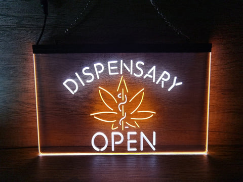 Image of Dispensary Open Medical Marijuana Two Tone Illuminated Sign