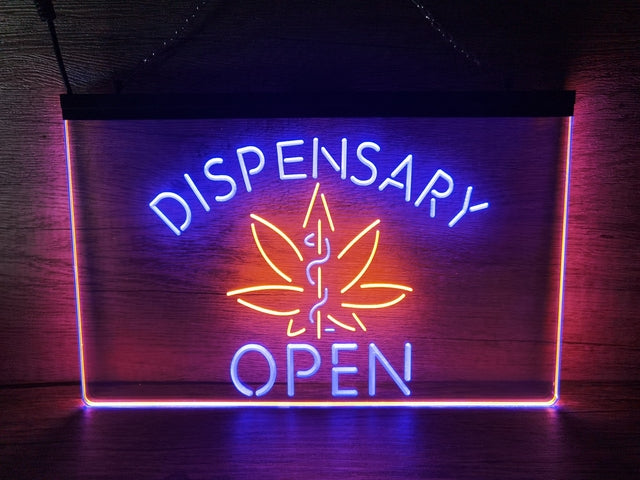 Dispensary Open Medical Marijuana Two Tone Illuminated Sign