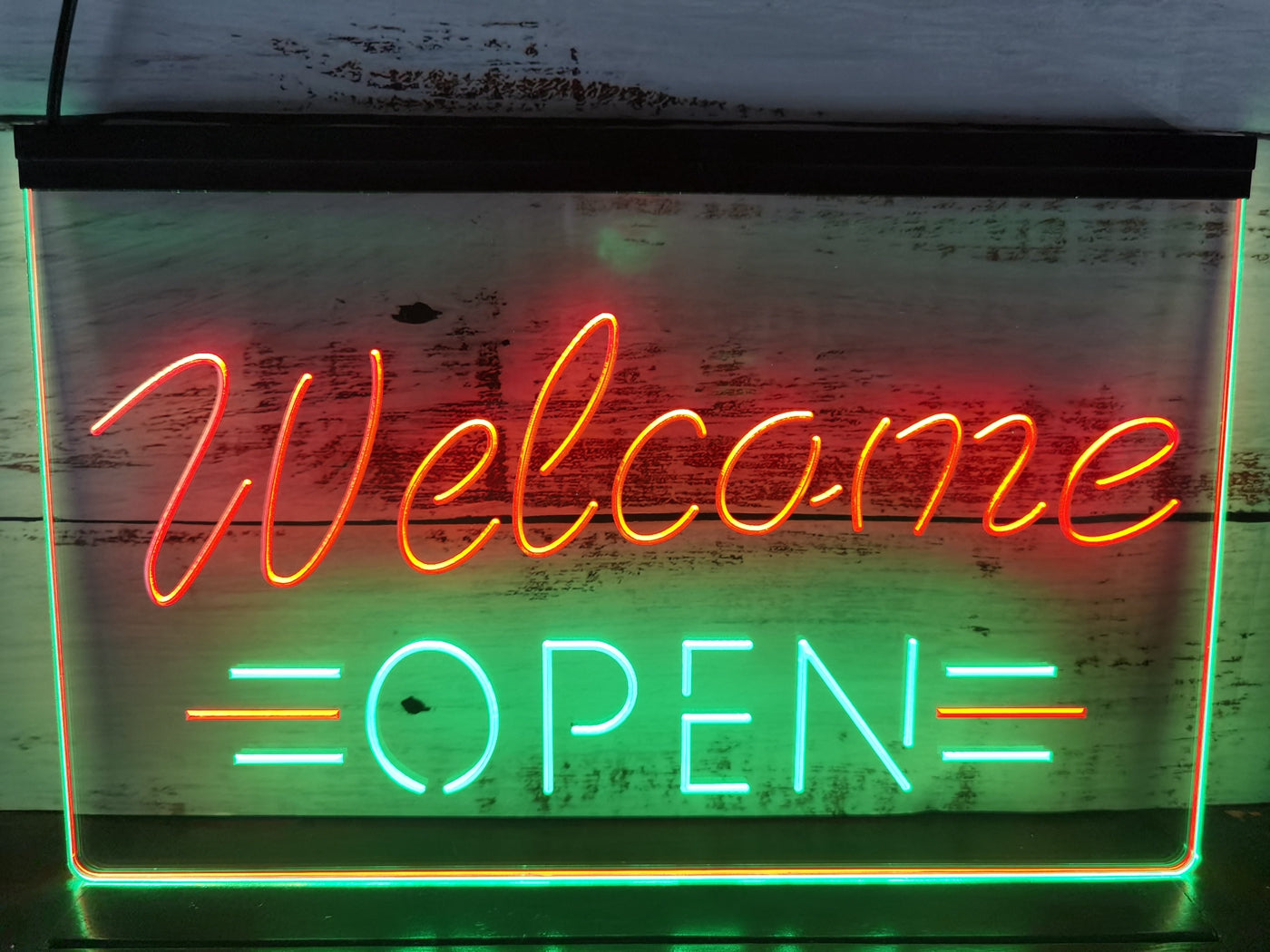 Welcome Open Two Tone Illuminated Sign