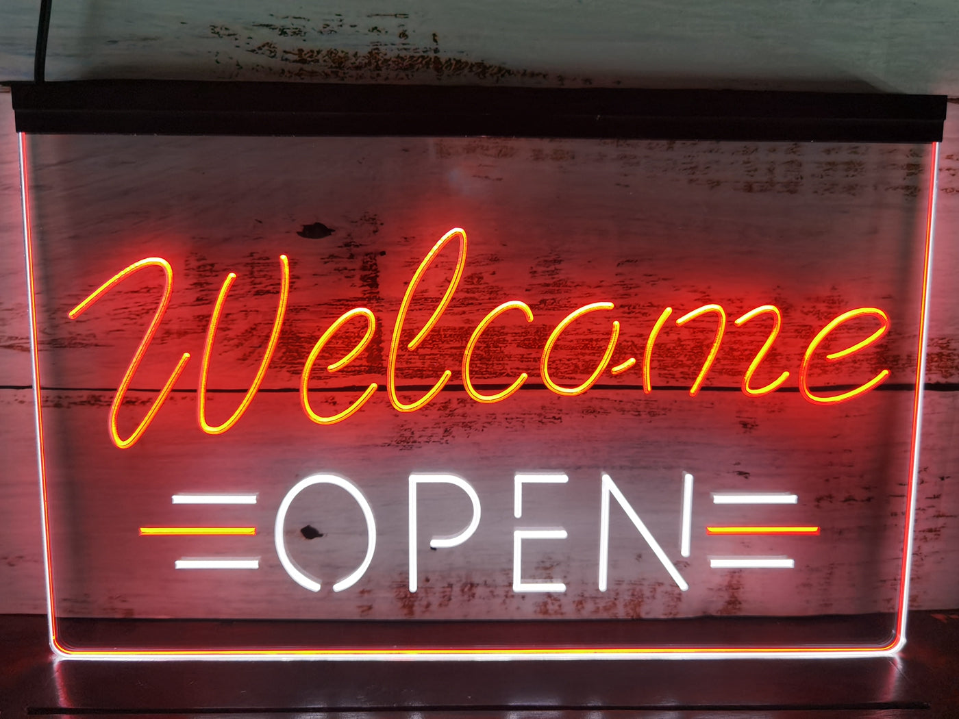 Welcome Open Two Tone Illuminated Sign