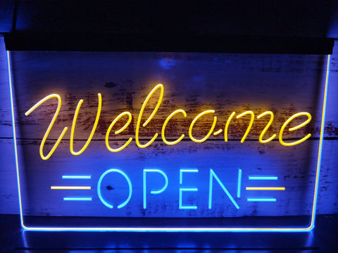 Image of Welcome Open Two Tone Illuminated Sign