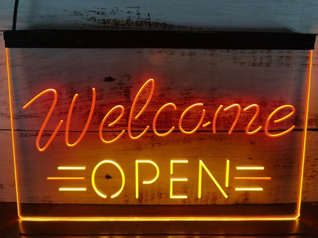 Welcome Open Two Tone Illuminated Sign