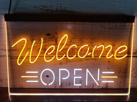 Image of Welcome Open Two Tone Illuminated Sign
