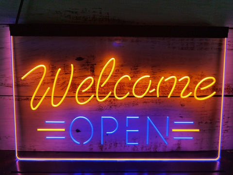 Image of Welcome Open Two Tone Illuminated Sign