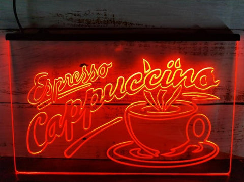 Image of Espresso Cappuccino Coffee Illuminated Sign