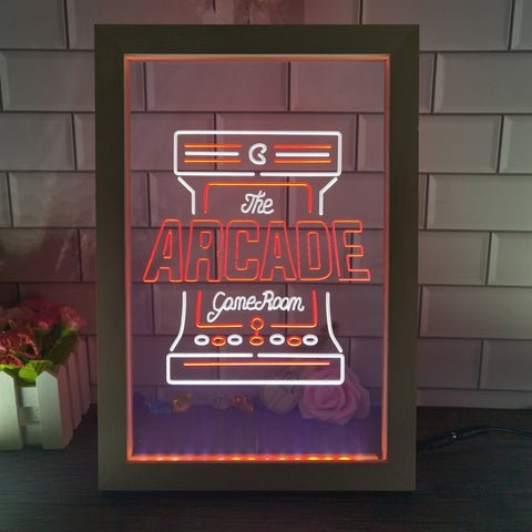 Image of Arcade Game Room Two Tone Sign - Luxury Framed Edition