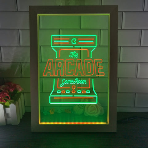 Image of Arcade Game Room Two Tone Sign - Luxury Framed Edition