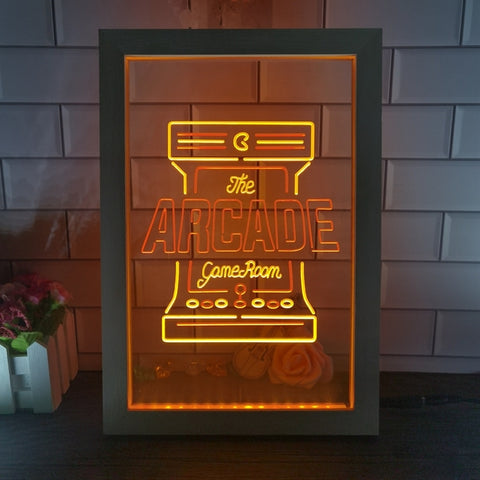 Image of Arcade Game Room Two Tone Sign - Luxury Framed Edition